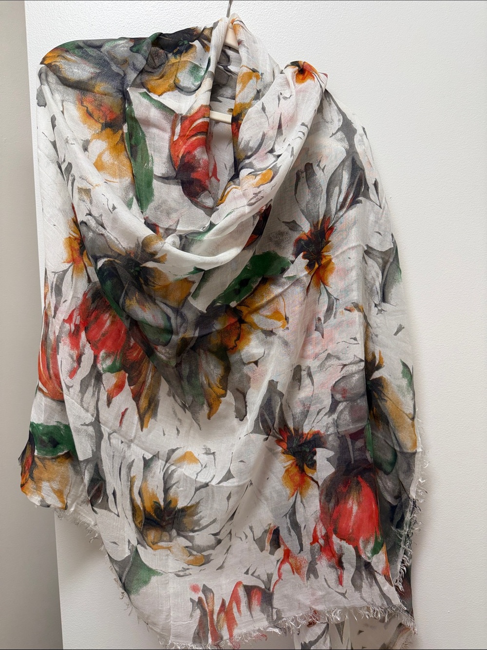 Nardi & Tagliaferri Italy Watercolor Floral Scarf Wrap 100% Micro-Modal